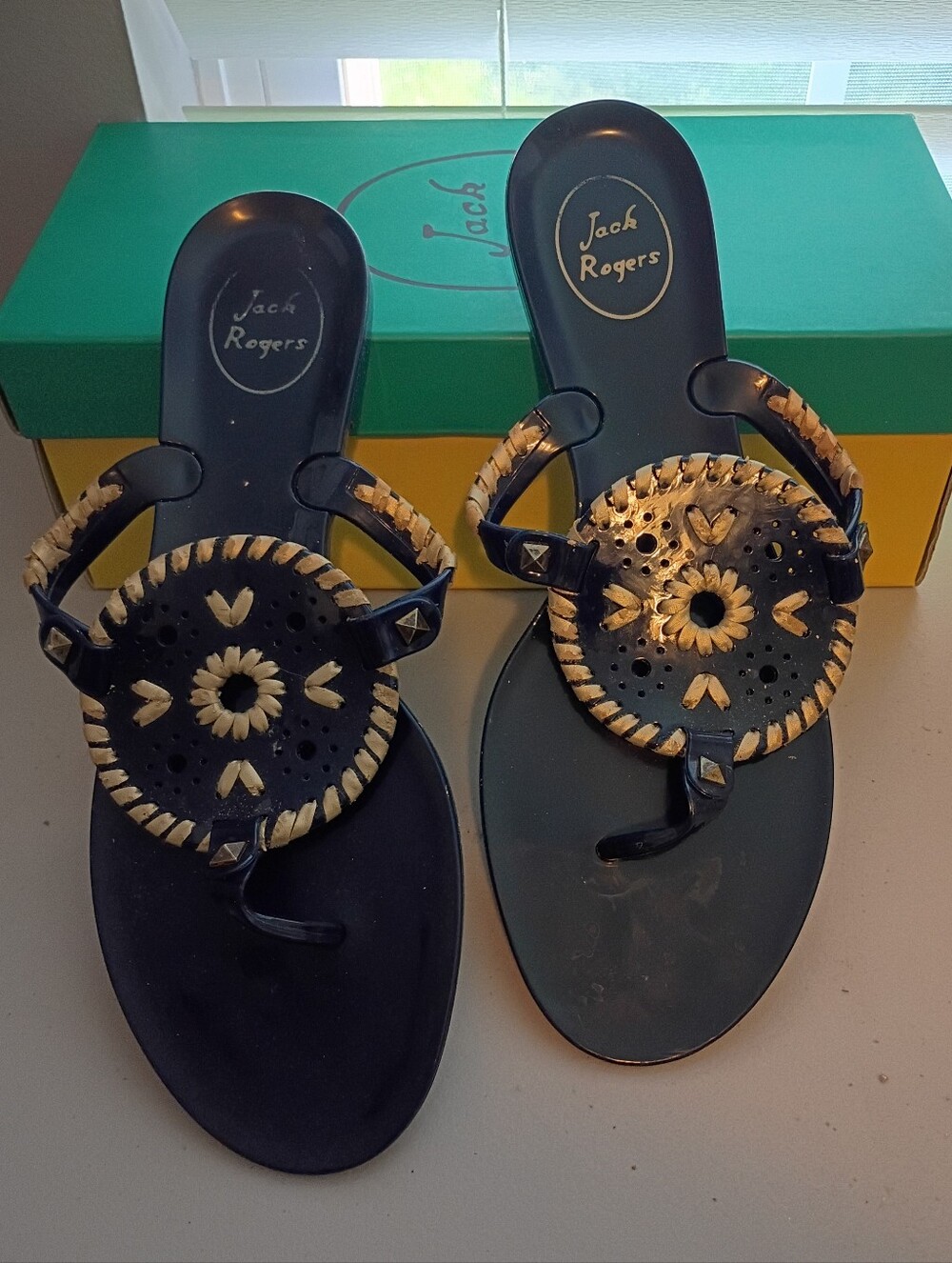 Jack Rogers Women's Navy And Gold Georgia Jelly Sandals